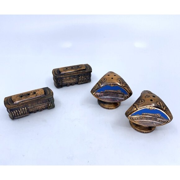 2 Sets Souvenir Salt Pepper Shakers San Diego Zoo San Francisco Cable Cars Vtg - Picture 1 of 10